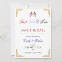 American Flag 4th of July Save the Date Invitation
