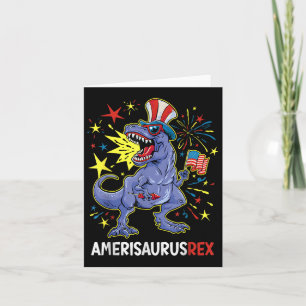 American Flag 4th Of July T Rex Dinosaur Amerisaur Card