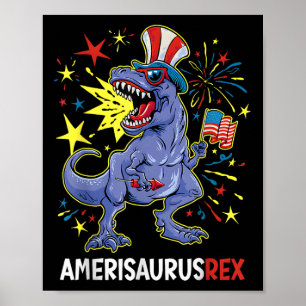 American Flag 4th Of July T Rex Dinosaur Amerisaur Poster