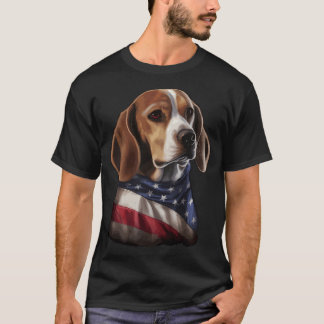 American Flag 4Th Of July Usa Patriotic Beagle Dog T-Shirt