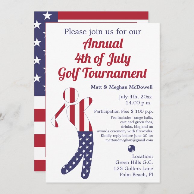 American Flag | 4th ofJuly Golf Tournament Invite (Front/Back)