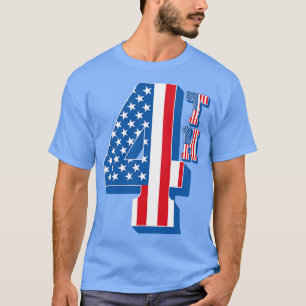 American Flag 4th Text T-Shirt