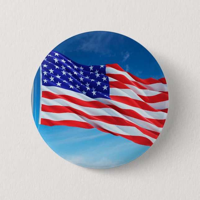 American Flag  6 Cm Round Badge (Front)