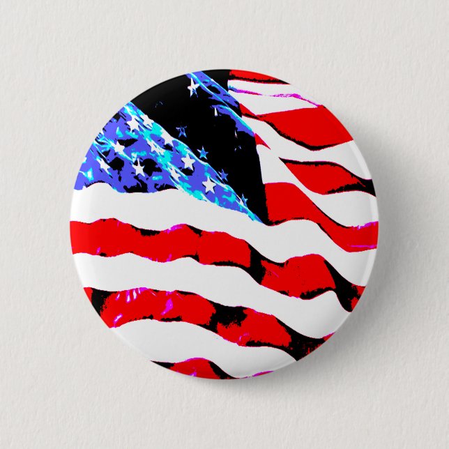 American flag 6 cm round badge (Front)