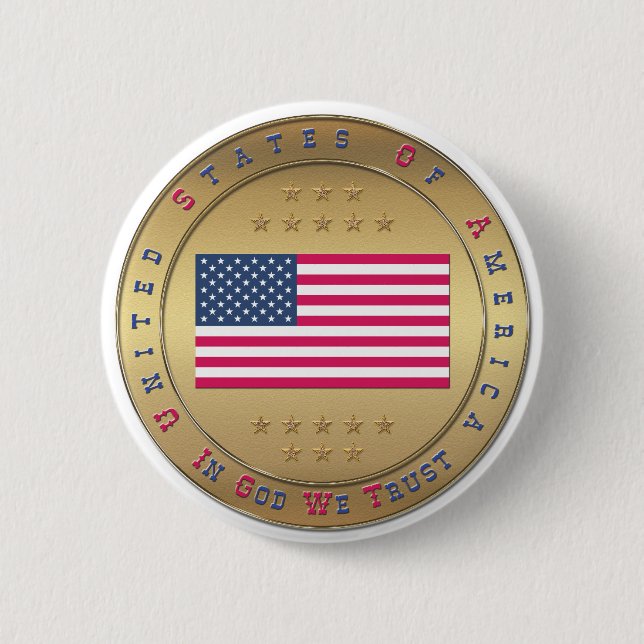 American Flag 6 Cm Round Badge (Front)