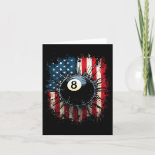 American Flag 8 Ball Billiards Patriotic  Card