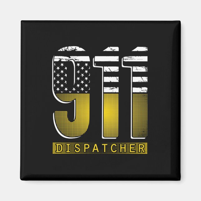American Flag 911 Dispatcher Gold USA Magnet (Front)