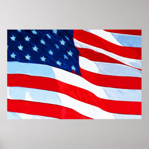 American Flag Abstract Impressionism Poster