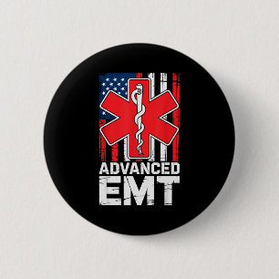 American Flag Advanced Emt Aemt Medical Technician 6 Cm Round Badge
