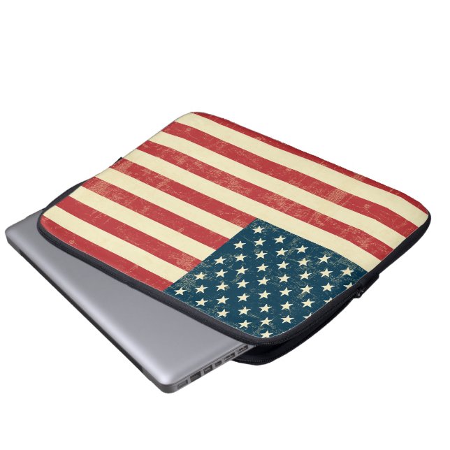 American Flag Aged Faded Laptop Sleeve (Front Bottom)