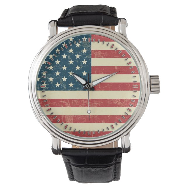 American Flag Aged Faded Watch (Front)