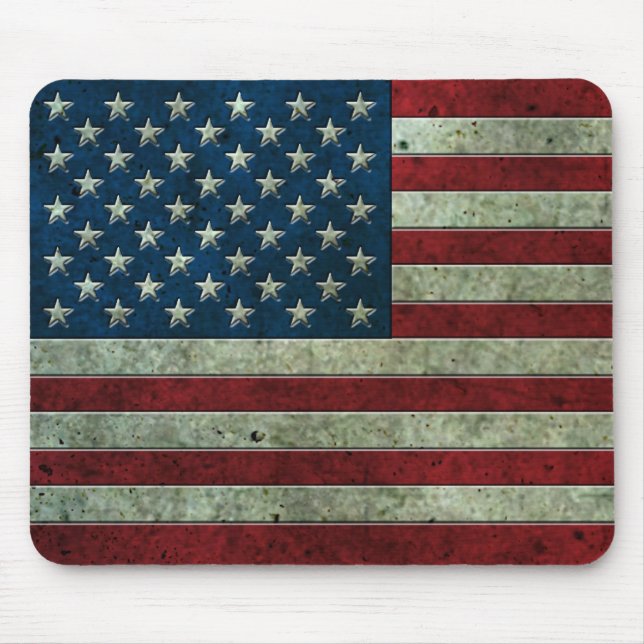 American Flag Aged Steel Effect Mouse Pad (Front)