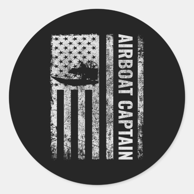 American Flag Airboat Captain Fanboat Airboating Classic Round Sticker (Front)