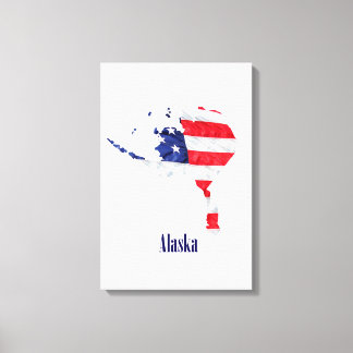 American Flag Alaska United States Canvas Print