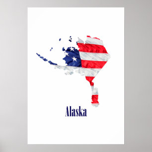 American Flag Alaska United States Poster