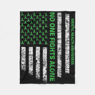 American Flag Alone Mental Health Awareness Nobody Fleece Blanket