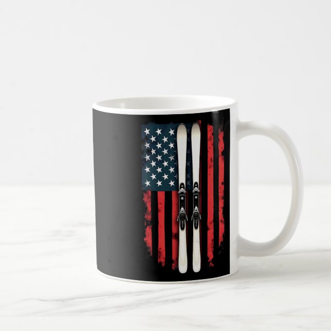 American Flag Alpine Skiing Skier 1  Coffee Mug (Right)