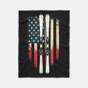 American Flag Alpine Skiing Skier _1  Fleece Blanket