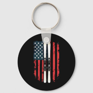 American Flag Alpine Skiing Skier 1  Key Ring