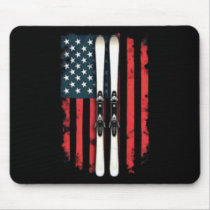 American Flag Alpine Skiing Skier 1 Mouse Pad