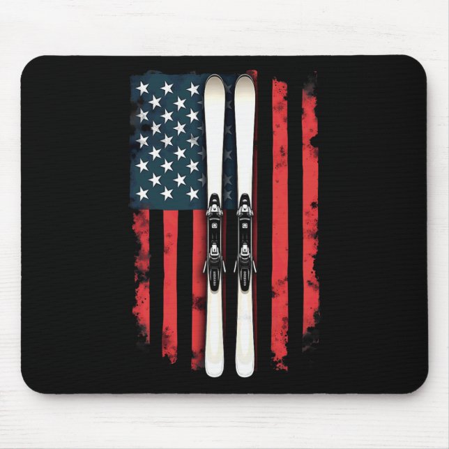 American Flag Alpine Skiing Skier _2  Mouse Pad (Front)