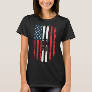 American Flag Alpine Skiing Skier _2 T-Shirt