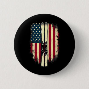 American Flag Alpine Skiing Skier _3 6 Cm Round Badge