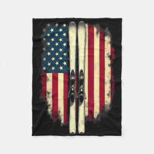 American Flag Alpine Skiing Skier _3 Fleece Blanket