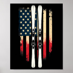 American Flag Alpine Skiing Skier _4  Poster