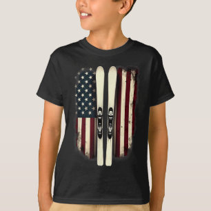American Flag Alpine Skiing Skier _4 T-Shirt