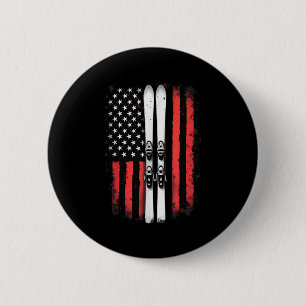 American Flag Alpine Skiing Skier _5 6 Cm Round Badge