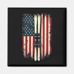 American Flag Alpine Skiing Skier _5 Magnet
