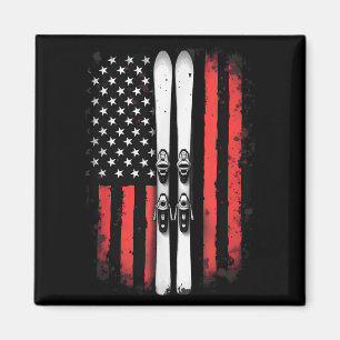 American Flag Alpine Skiing Skier _5 Magnet