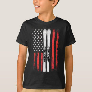 American Flag Alpine Skiing Skier _5  T-Shirt