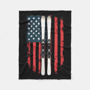 American Flag Alpine Skiing Skier _6 Fleece Blanket
