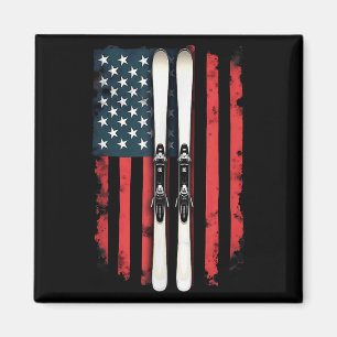 American Flag Alpine Skiing Skier _6  Magnet