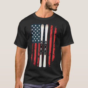 American Flag Alpine Skiing Skier _6  T-Shirt