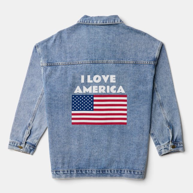 American Flag America Patriotic Denim Jacket (Back)