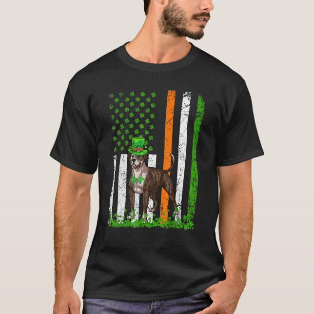 American Flag American Bulldog Dog  St Patricks Da T-Shirt (Front)