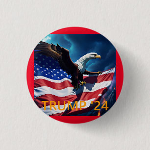 American Flag American Eagle TRUMP 2024 3 Cm Round Badge