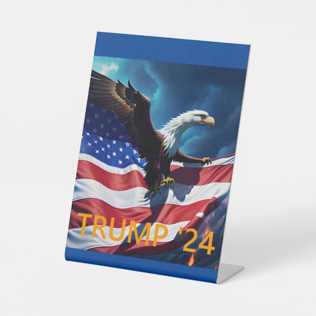 American Flag American Eagle TRUMP 2024 Pedestal Sign (Front)