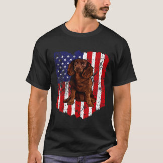 American Flag American Water Spaniel 4th Of July U T-Shirt