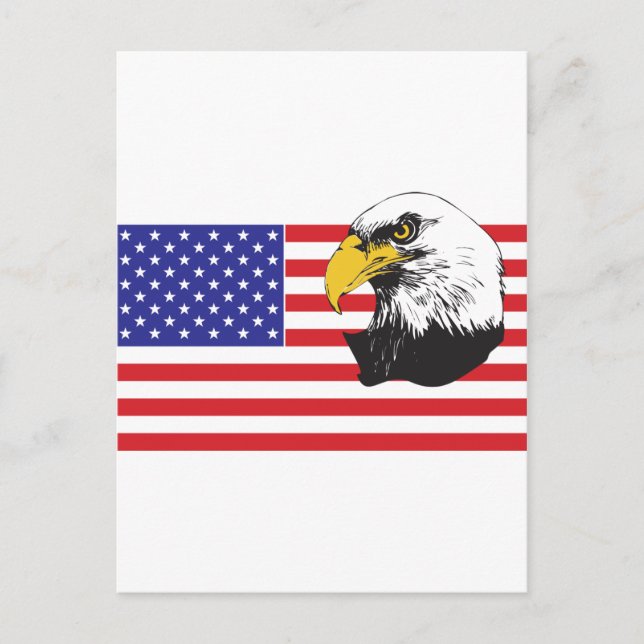 American Flag and Bald Eagle Postcard (Front)