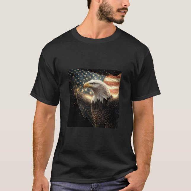 American Flag and Bald Eagle  T-Shirt (Front)