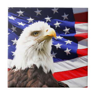 American Flag and Bald Eagle Tile