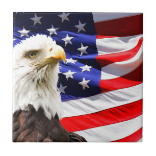 American Flag and Bald Eagle Tile