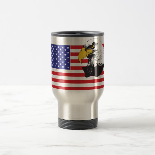 American Flag and Bald Eagle Travel Mug (Center)