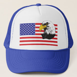 American Flag and Bald Eagle Trucker Hat