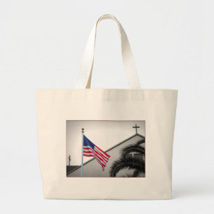 American Flag and Crucifix Impulse Tote Bag