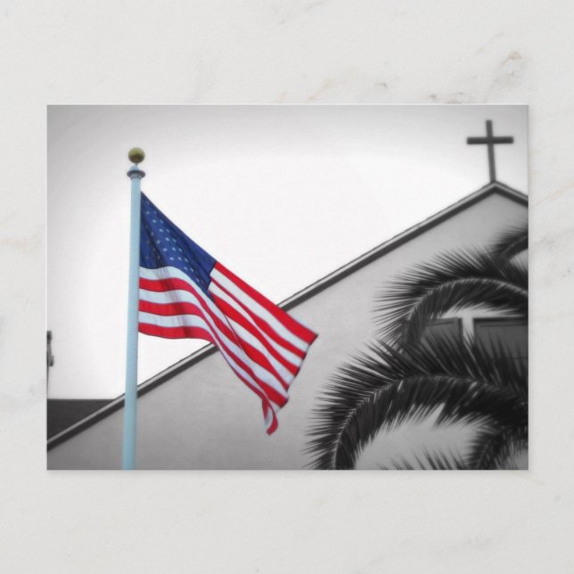 American Flag and Crucifix Postcard (Front)